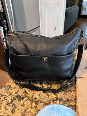 Elliott Lucca Black Pebbled Leather Shoulder Bag